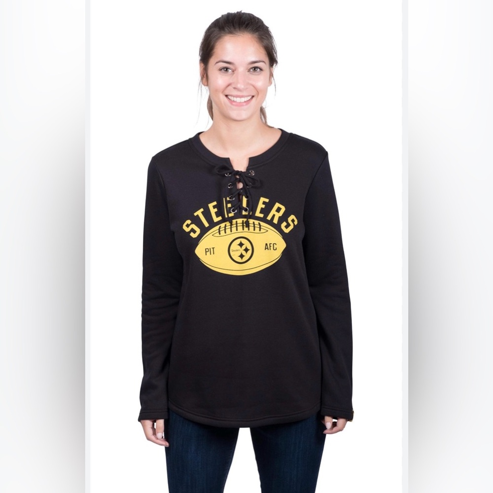 Pittsburgh Steelers Women's Black Lace-Up Top
